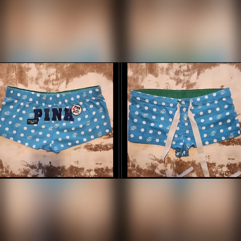 Y2K PINK VS Road Trip/Ski Bunnies Patch Shorty Shorts. Size: S